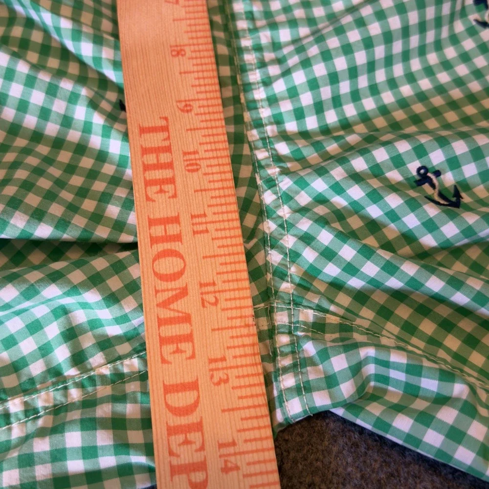 Polo Ralph Lauren Mens XL‎ Swim Trunks Green Gingham Anchor Embroidered Shorts